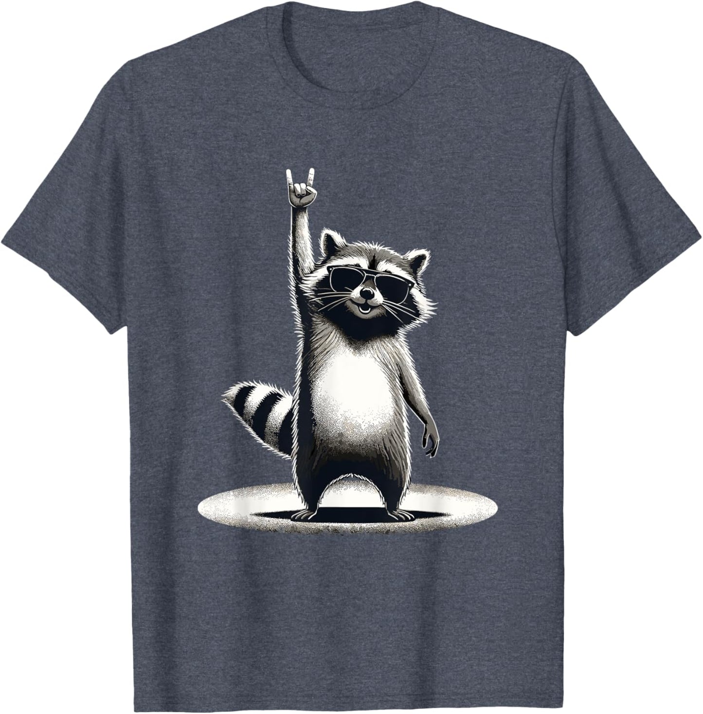 Retro Raccoon Rock Music Gift Men Children Women Funny Raccoon T-Shirt, black