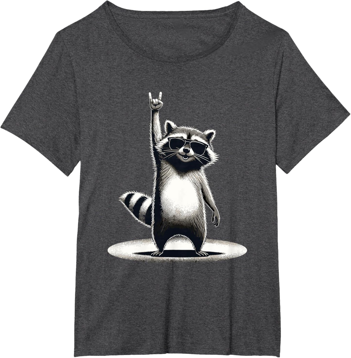 Retro Raccoon Rock Music Gift Men Children Women Funny Raccoon T-Shirt, black