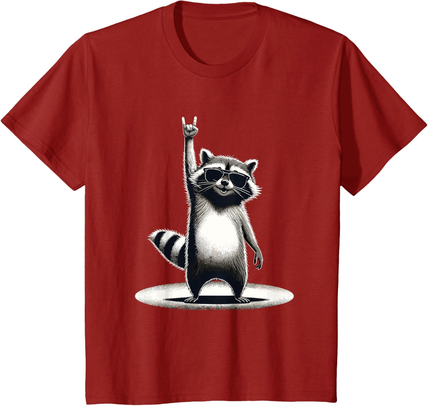 Retro Raccoon Rock Music Gift Men Children Women Funny Raccoon T-Shirt, black