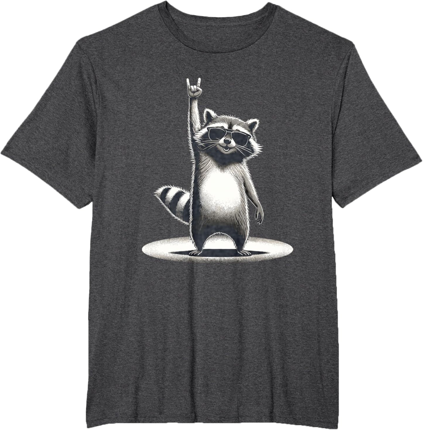 Retro Raccoon Rock Music Gift Men Children Women Funny Raccoon T-Shirt, black