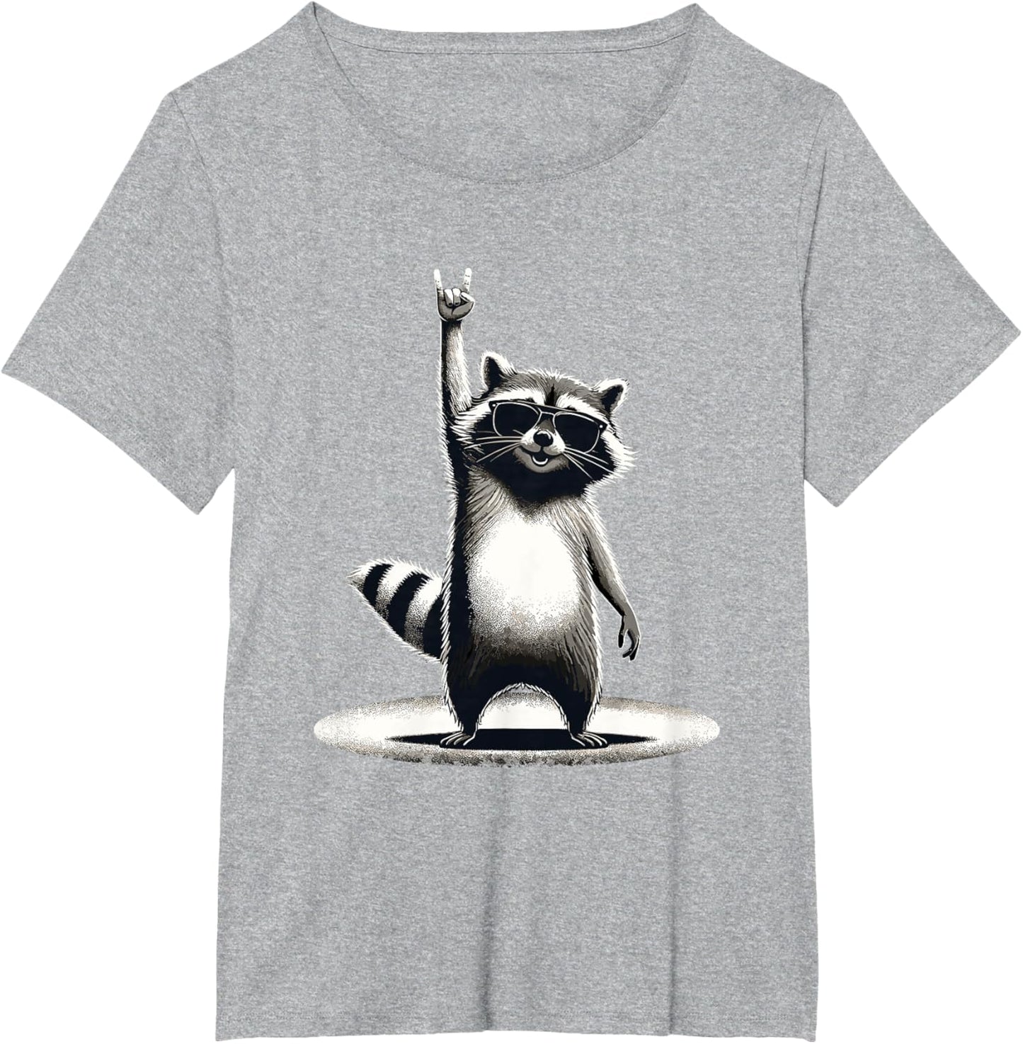 Retro Raccoon Rock Music Gift Men Children Women Funny Raccoon T-Shirt, black
